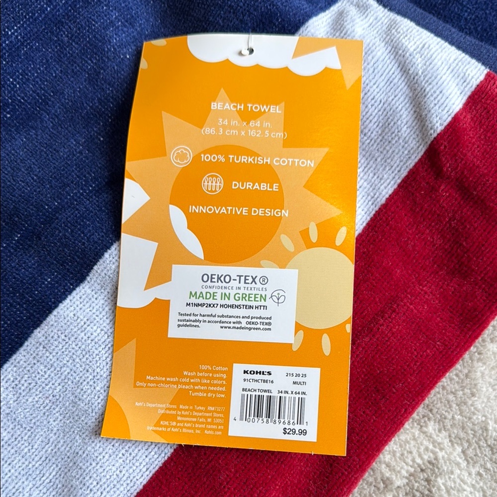Kohl's Red White and Blue Star Stripe Towels - Picture 3 of 6